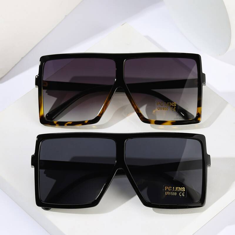

2pcs Guys Oversized Frame Sunglasses, Multicolor