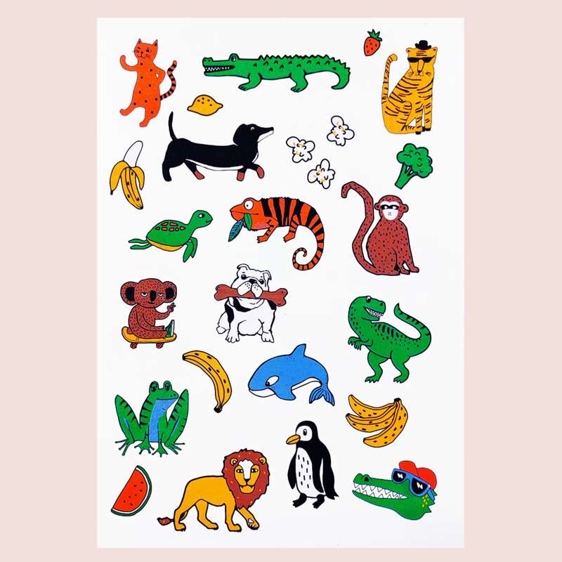 

1sheet Cartoon Graphic Tattoo Sticker, Multicolor