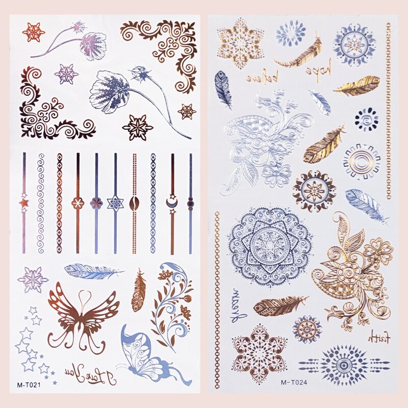 

2sheets Paisley Tattoo Sticker, Multicolor