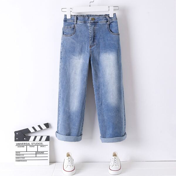 

Boys Ripped Straight Leg Jeans, Light wash