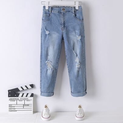 Boys Slant Pocket Ripped Jeans