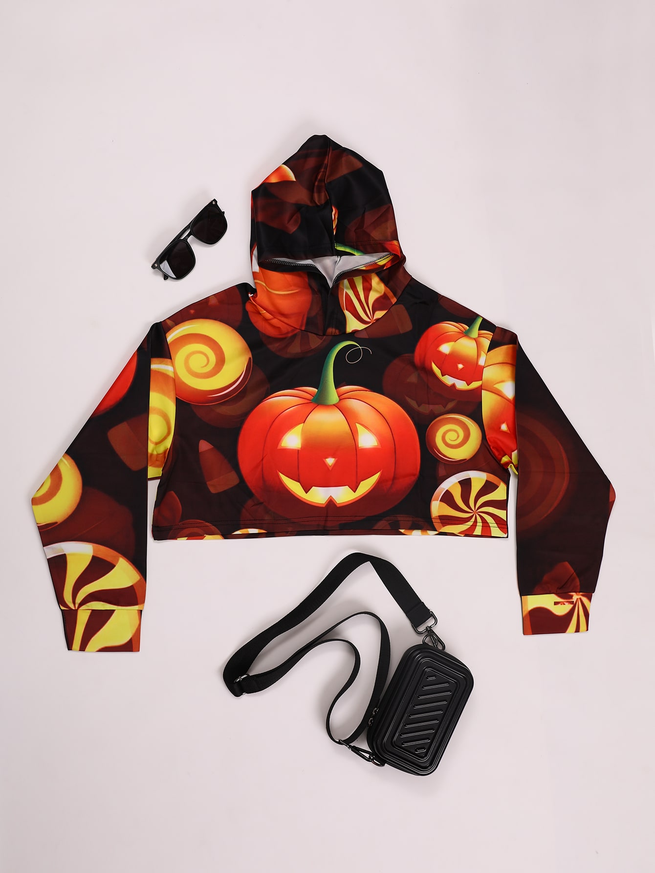 SHEIN Unity 1pc Halloween Pumpkin Hoodie | SHEIN UK