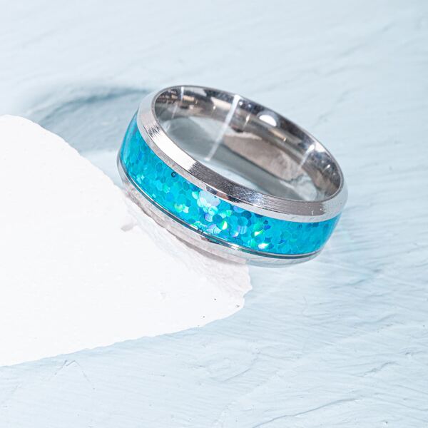 

Men Minimalist Ring, Baby blue