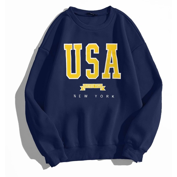 

Plus Letter Graphic Drop Shoulder Sweatshirt, Navy blue