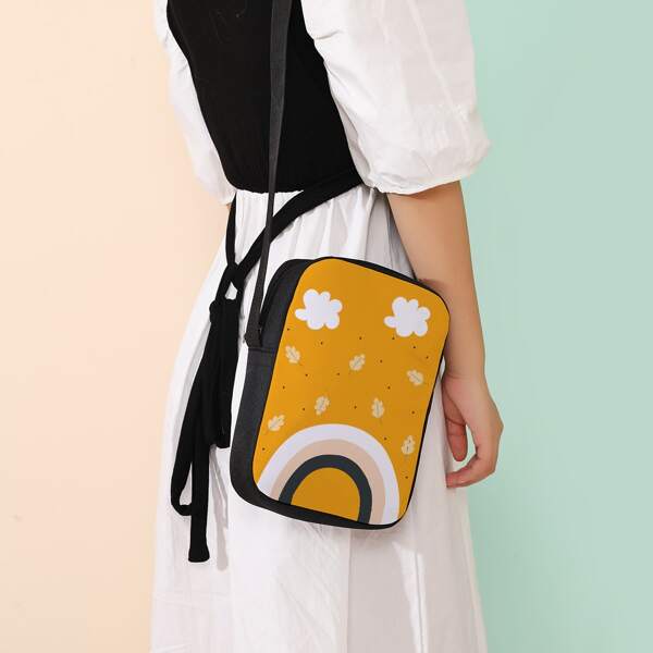 

Cartoon Graphic Square Bag, Multicolor