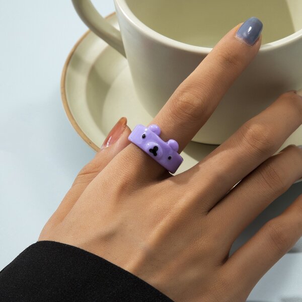 

Bear Decor Ring, Purple