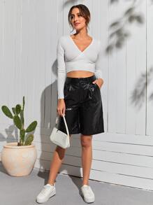 SHEIN Unity Shorts bermuda de mirada de - Negro - Ver 1
