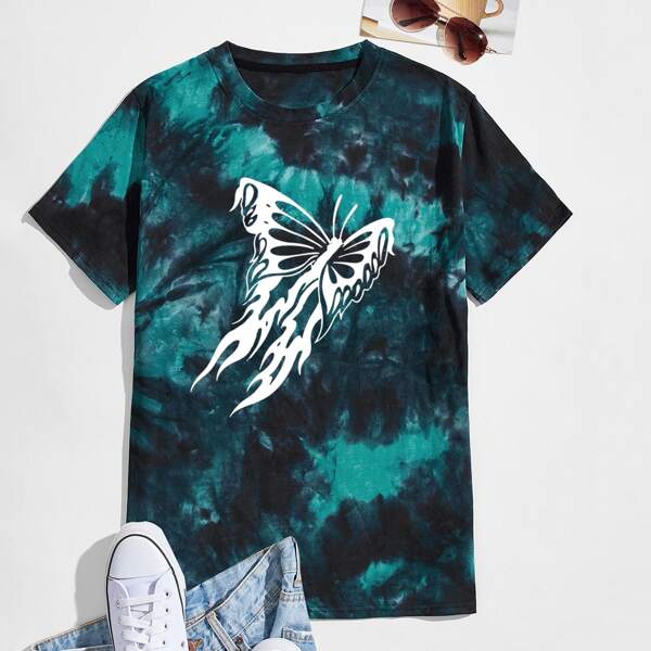 

Guys Butterfly Graphic Tie Dye Tee, Multicolor