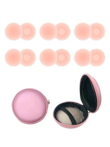 6pairs Silicone Nipple Cover Boob Pads With Storage Box - Baby Pink - View 1