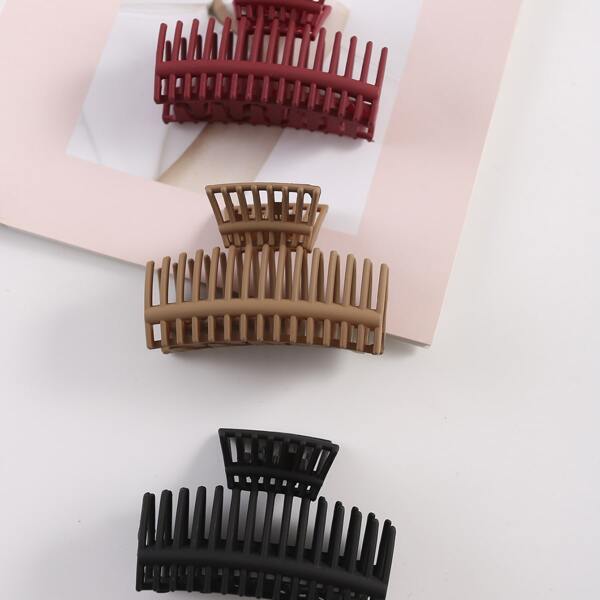 

3pcs Solid Hair Claw, Multicolor