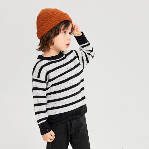 

Toddler Boys Striped Pattern Drop Shoulder Sweater, Multicolor