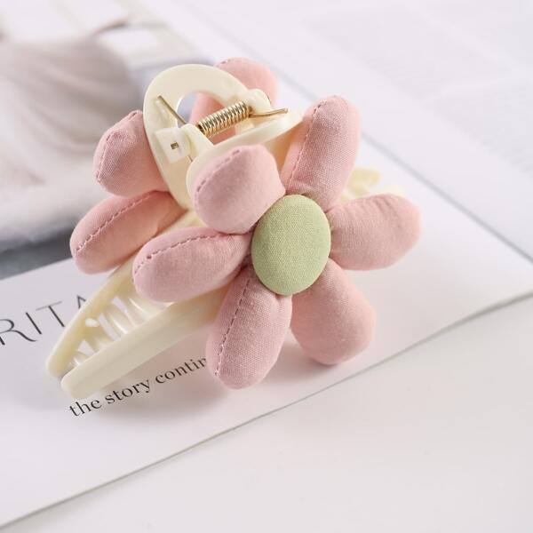 

Flower Decor Hair Claw, Pink