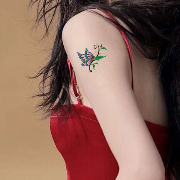 

1sheet Butterfly Pattern Tattoo Sticker, Purple