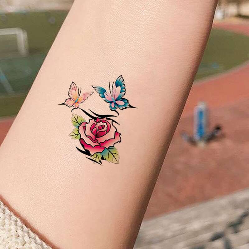 

1sheet Butterfly Pattern Tattoo Sticker, Black