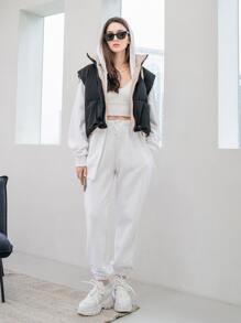 DAZY Zip Up Vest Padded Coat For Winter Wear - Black - View 8