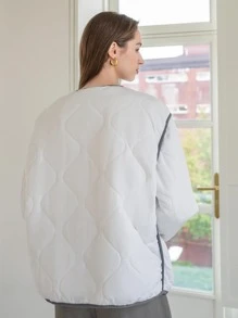 SHEIN COLDBREAK 对比色拉链夹棉大衣