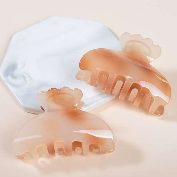 

2pcs Simple Acrylic Hair Claw, Multicolor