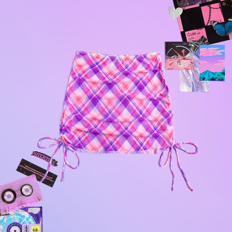 

Plaid Tie Side Cover Up, Multicolor