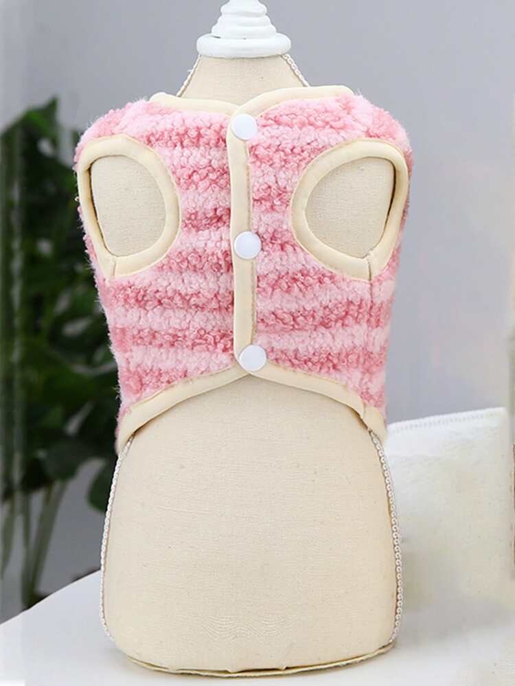 1pc Pet Striped Fleece Jacket, Suitable For Dogs And Cats, Keeps Pets Warm - Multicolor - View 5