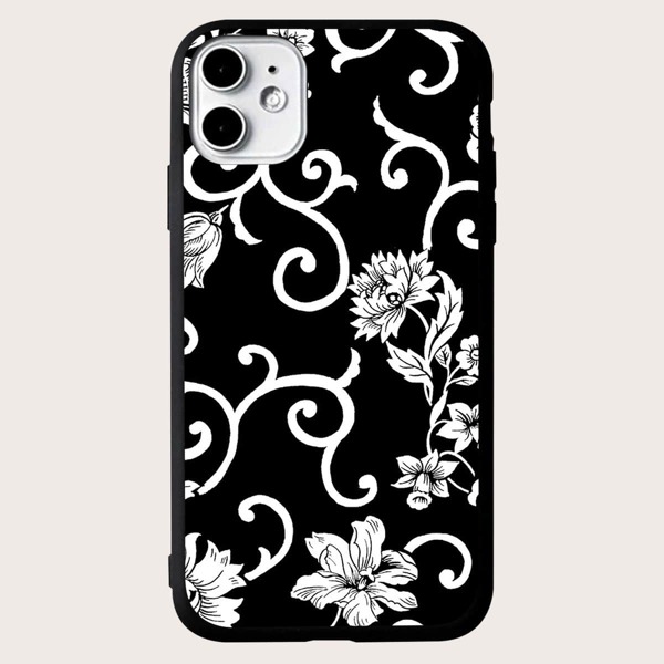 

Floral Phone Case, Black and white