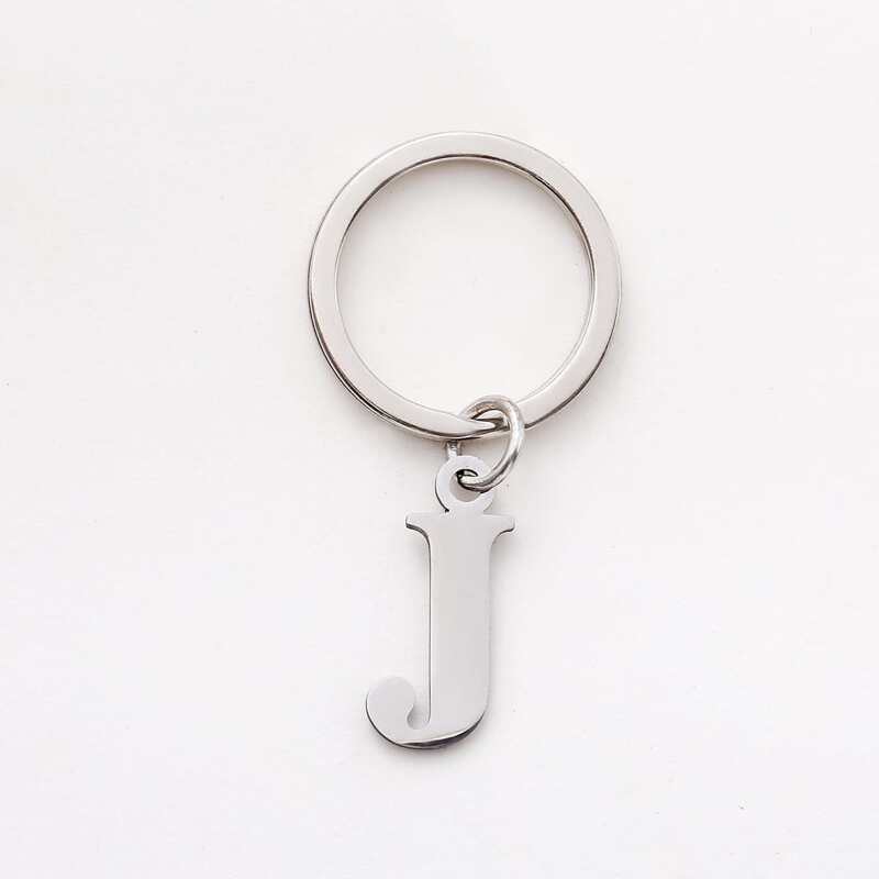 

Letter Charm Keychain, Silver