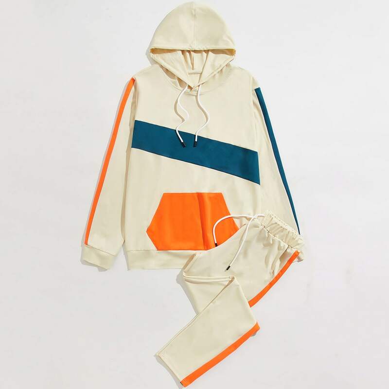 

Guys Cut And Sew Drawstring Hoodie & Sweatpants, Multicolor