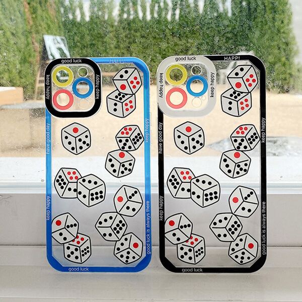 

2pcs Dice Pattern Clear Phone Case, Multicolor