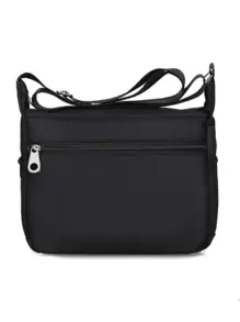 輕便商務休閒簡約多隔層斜背包適合青少年女孩女大學生、菜鳥和白領非常適合辦公室、大學、工作、商務、通勤 - 黑色 - 查看 5