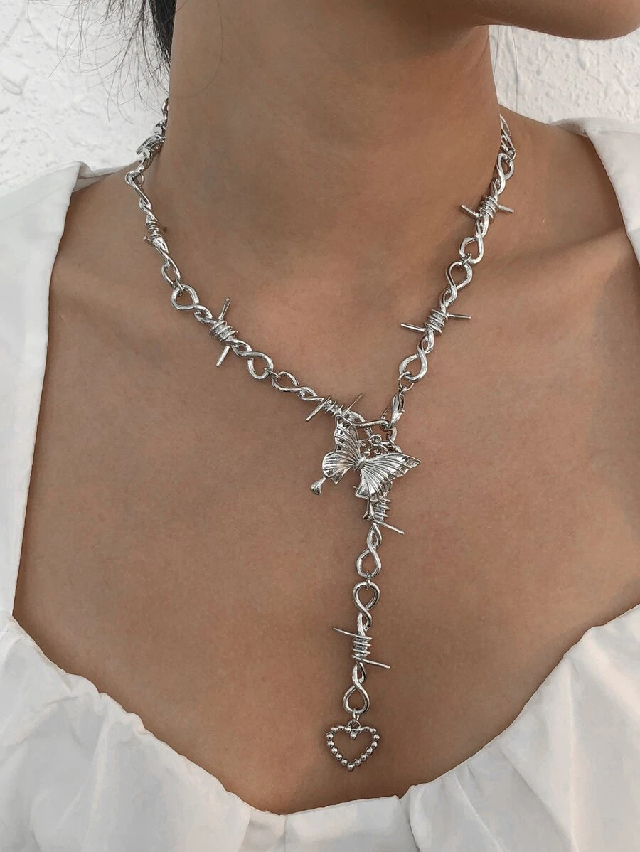 Halloween con bướm trang trí vòng cổ - Bạc - Xem 1