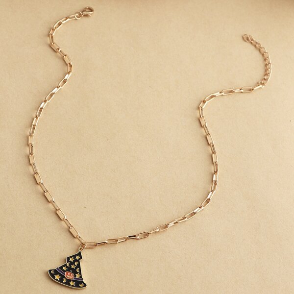 

Girls Halloween Hat Charm Necklace, Multicolor