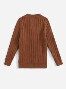 Niñas Jersey tejido de cable - Marrón - Ver 2