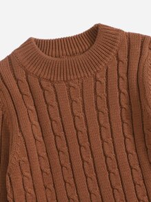 Niñas Jersey tejido de cable - Marrón - Ver 3