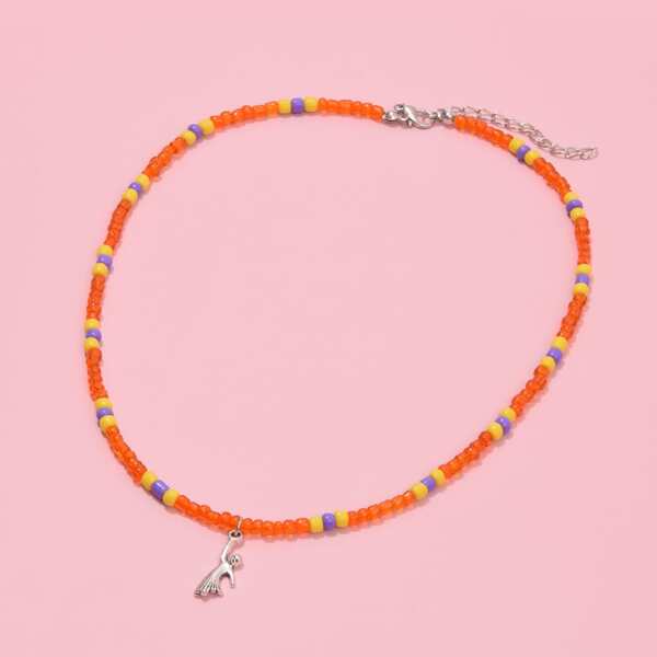 

Kids Halloween Ghost Charm Beaded Necklace, Multicolor