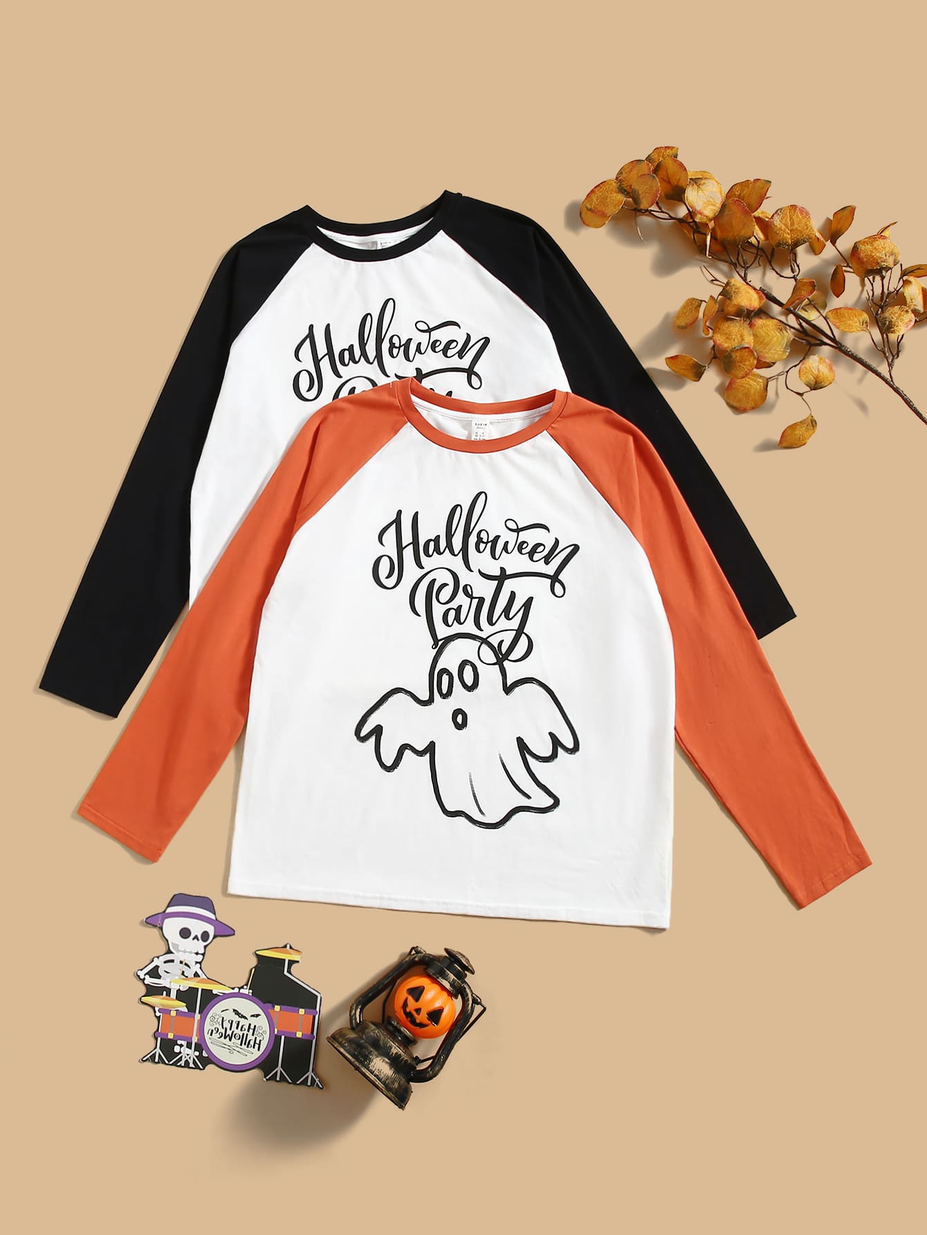 SHEIN Teen Girls 2 Packs Letter Graphic Raglan Sleeve Tee - Multicolor - View 1