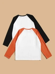 SHEIN Teen Girls 2 Packs Letter Graphic Raglan Sleeve Tee - Multicolor - View 2