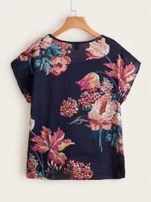 SHEIN LUNE 蝙蝠袖印花上衣 - 藏蓝色 - 查看 2