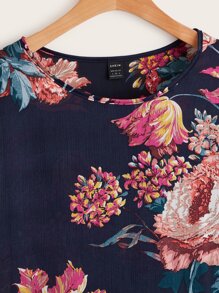 SHEIN LUNE 蝙蝠袖印花上衣 - 藏蓝色 - 查看 4