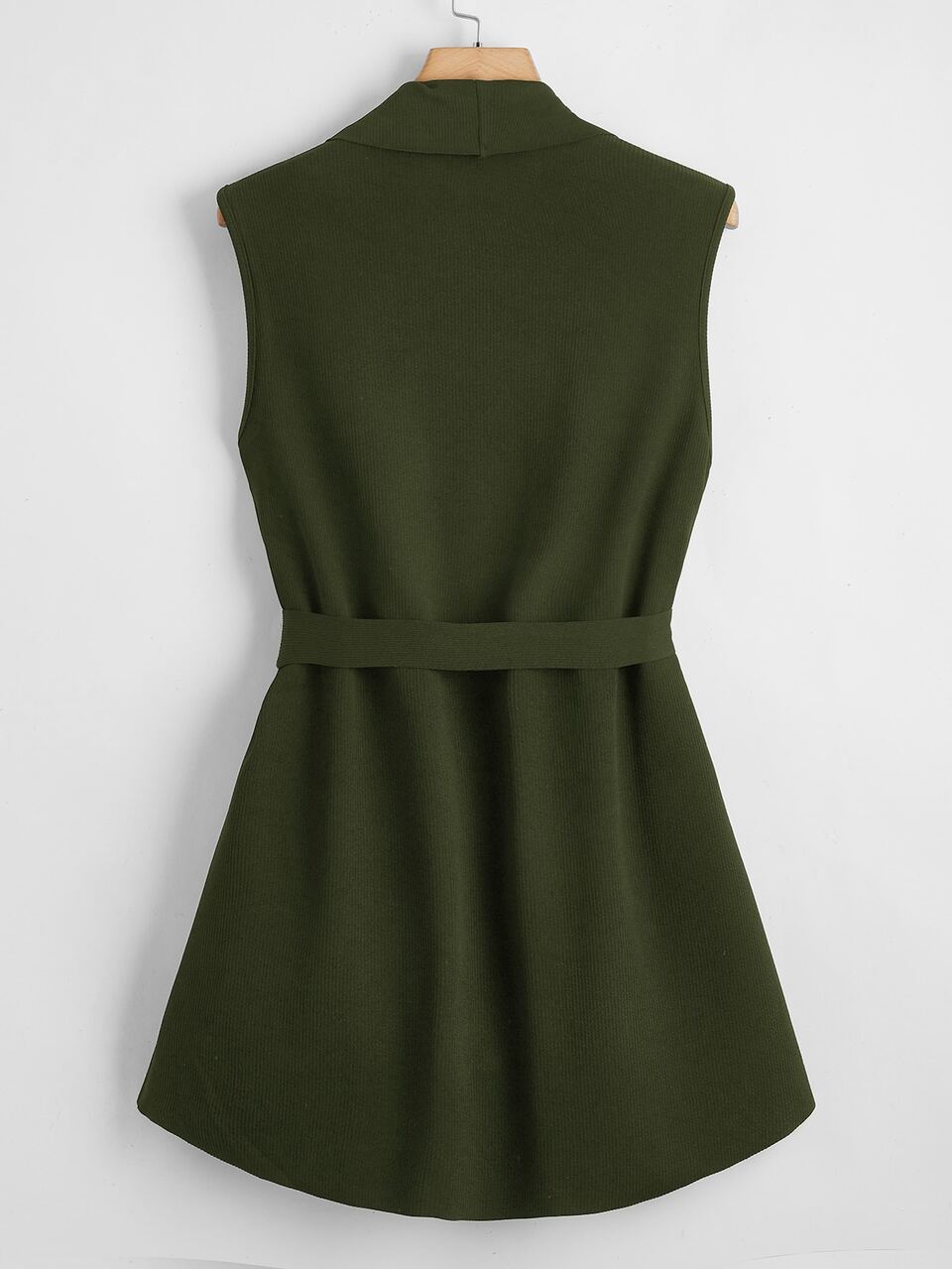 Plus Waterfall Neck Belted Vest Coat