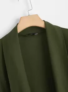 SHEIN Clasi Plus Waterfall Neck Belted Vest Coat - Army Green - View 3