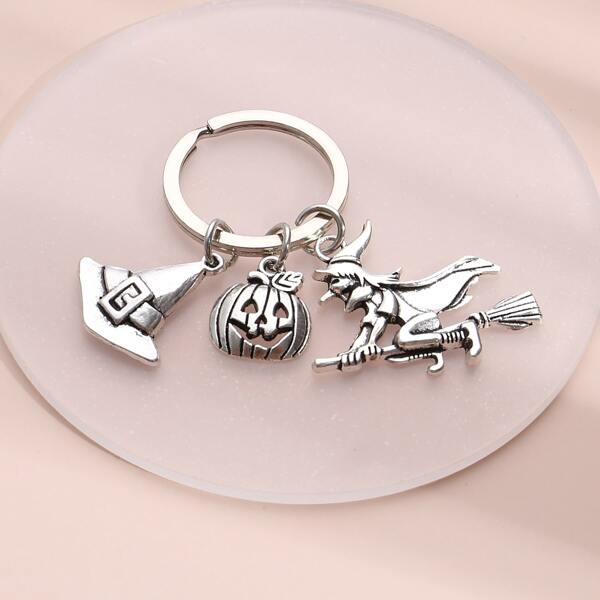 

Halloween Hat Charm Keychain, Silver