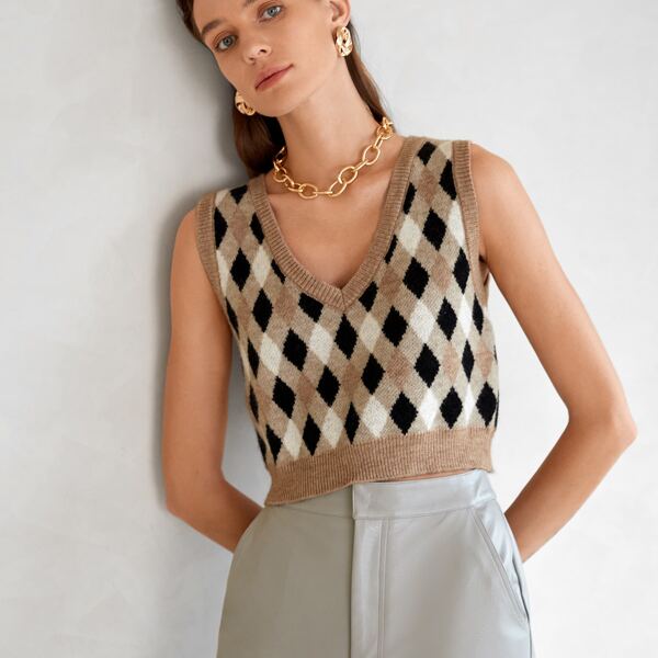 

Argyle Pattern Sweater Vest, Multicolor