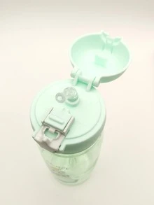 Bear Print Water Bottle - Green - View 2