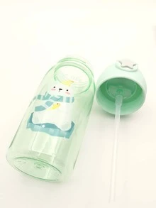 Bear Print Water Bottle - Green - View 4