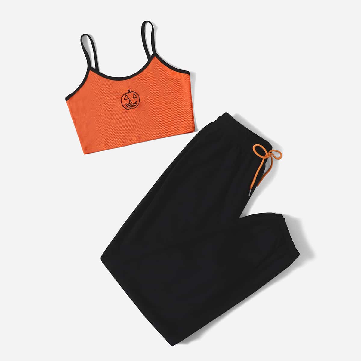 

Halloween Embroidery Cami Top & Sweatpants, Multicolor