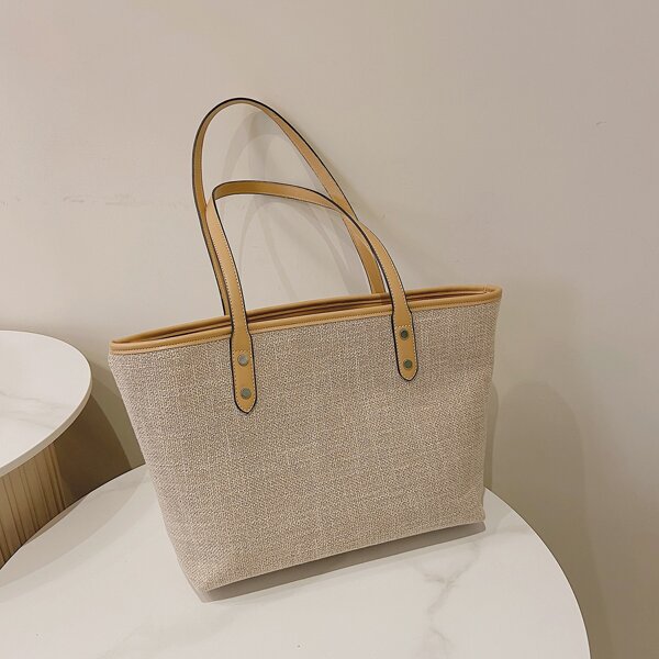 

Minimalist Large Capacity Shoulder Tote Bag, Khaki