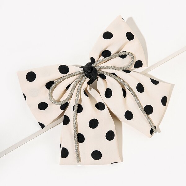 

Polka Dot Bow Decor Hair Clip, Apricot