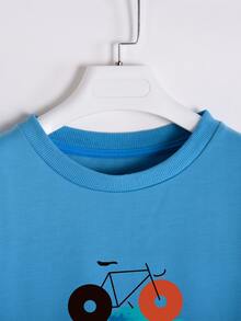 Áo len crop Xe đạp & Đồ họa Chữ cái - Màu xanh lam - Xem 3