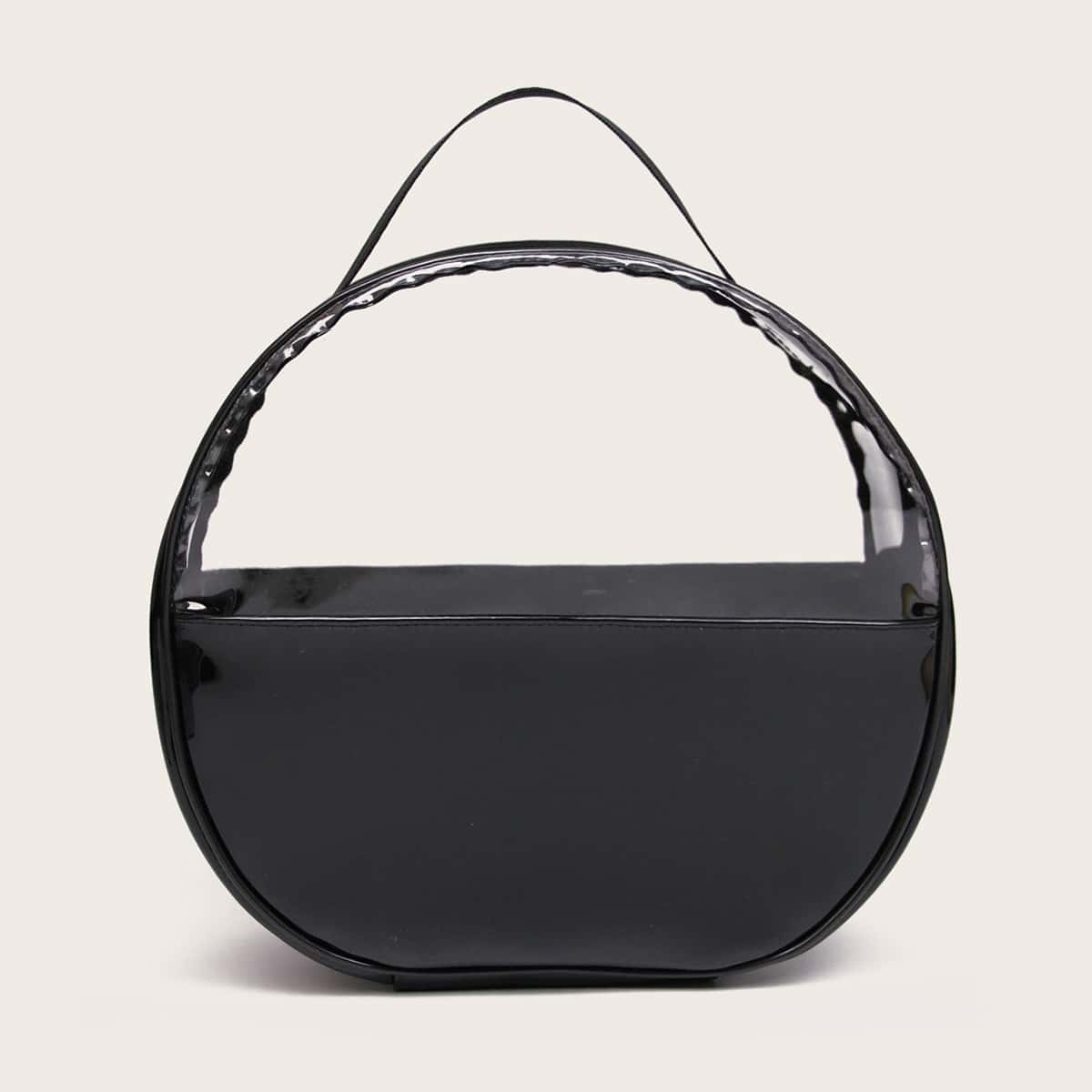 

Waterproof Round Makeup Bag, Black