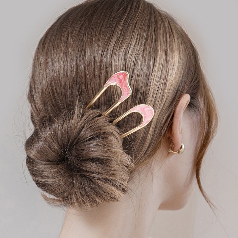 

2pcs Simple Hair Pin, Pink