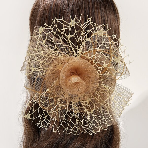 

Mesh Flower Decor Hair Clip, Khaki